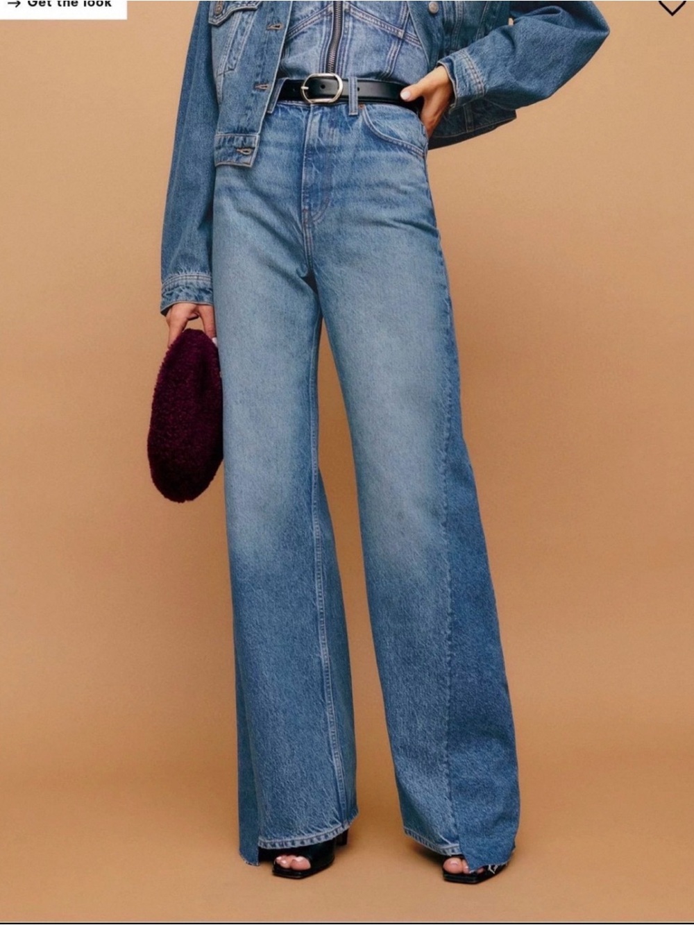 REFORMATION Cary High Rise Slouchy Wide Leg Jeans In Colorado Reworked size 27